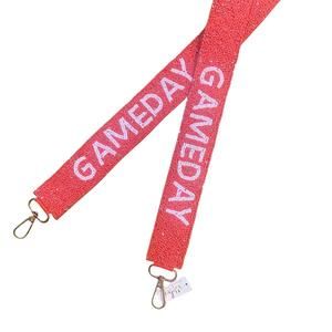NEW WHAT'S HOT beaded gameday purse strap in brick red bling